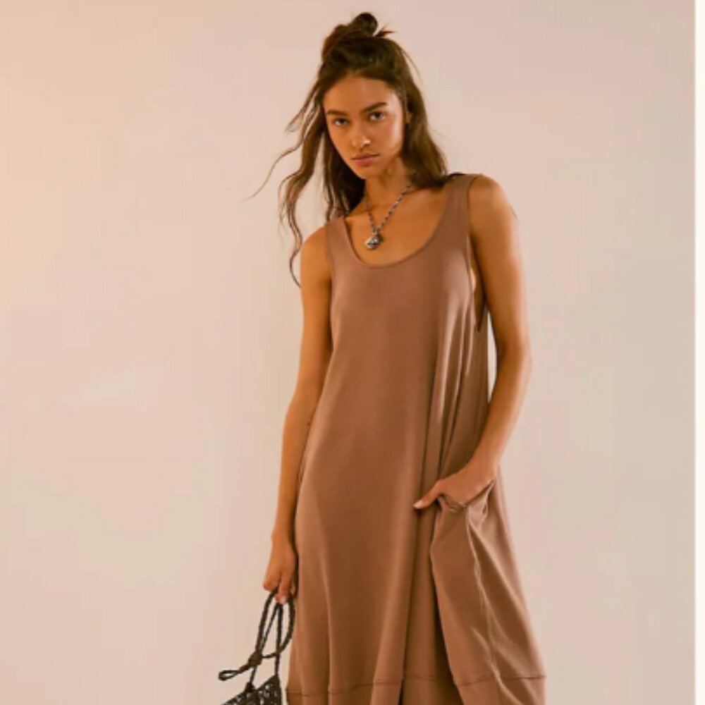 Free People Free-est Perth Barrel T-shirt Midi Dress - Brown - S
